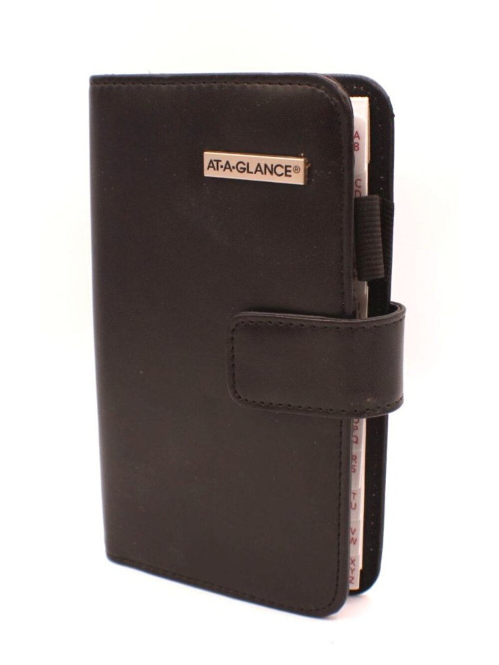 At-A-Glance Black Leather Snap Closure Spiral Planner Organizer Cover 803-1500